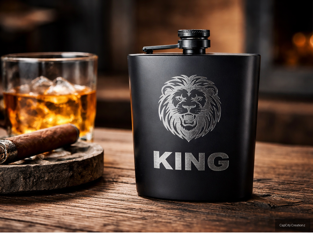The King Engraved Flask – Custom Gift for Him