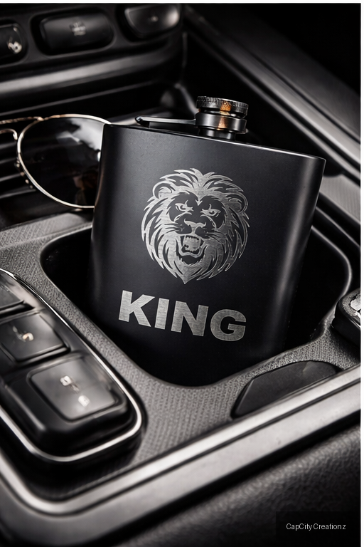 The King Engraved Flask – Custom Gift for Him